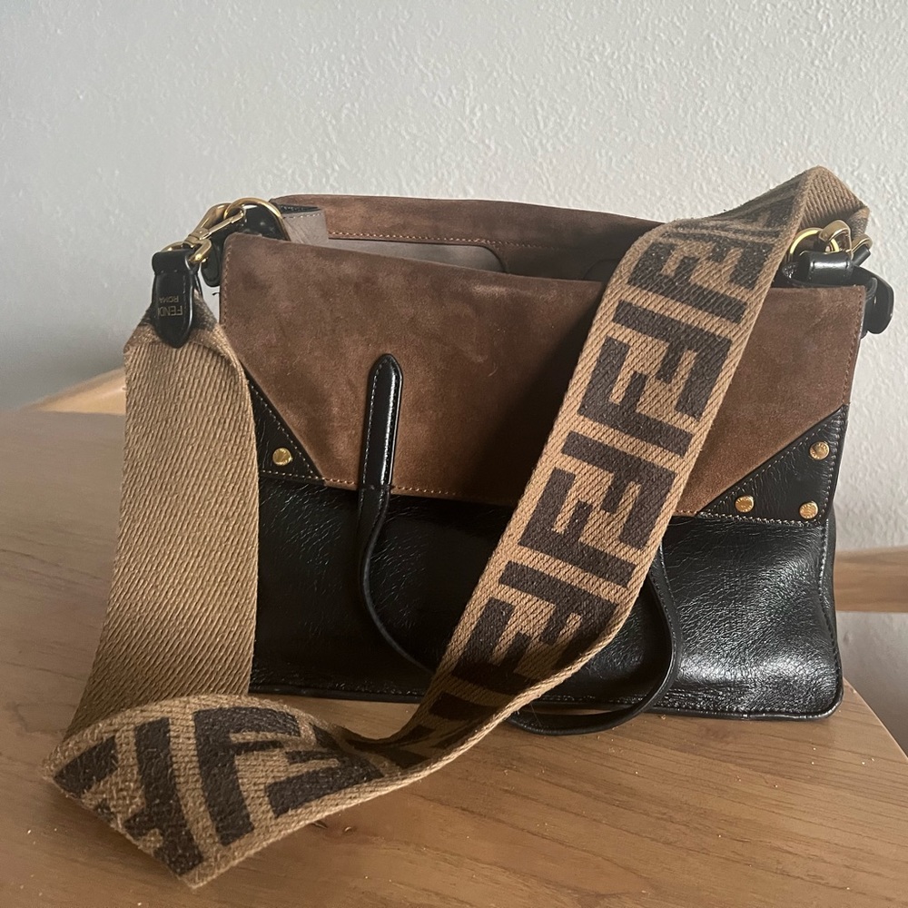 Fendi 2019 Grace Calf Flip Tote (2019 Collection), Color Black